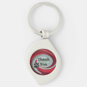 Tack Pet Sitter Dog Walker Red Swirl Silverfärgad Nyckelring