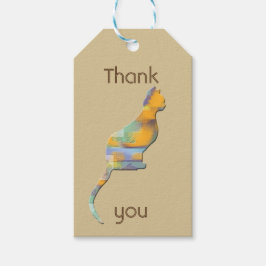 Tack Pet Sitter Färg Block Kitten Cat Presentetikett