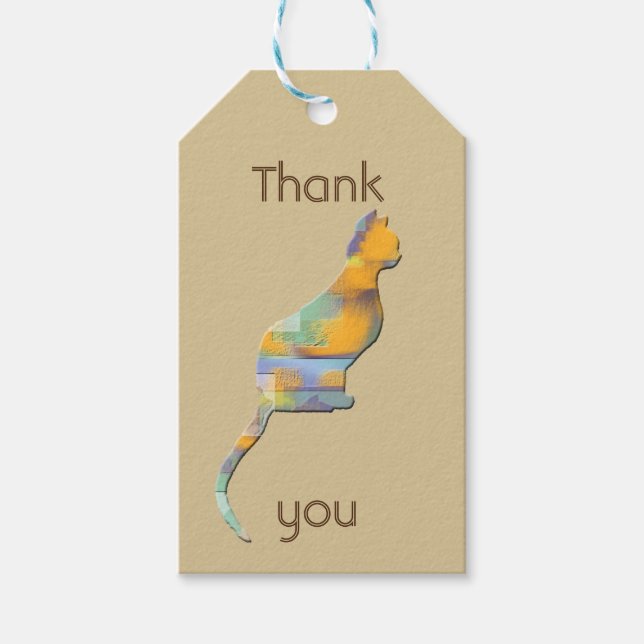 Tack Pet Sitter Färg Block Kitten Cat Presentetikett (Framsidan)