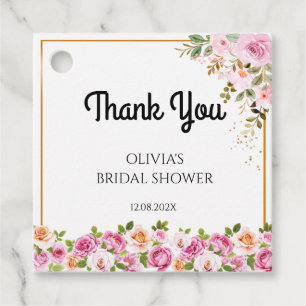 Tack Petals and Prosecco Blommig Bröllopsdusch Gåvor Etiketter