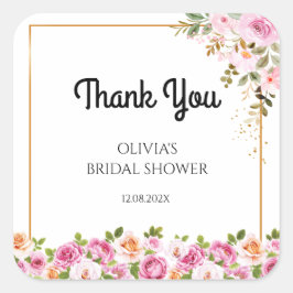 Tack Petals and Prosecco Blomster Bröllopsdusch Fyrkantigt Klistermärke