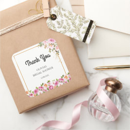 Tack Petals and Prosecco Blomster Bröllopsdusch Fyrkantigt Klistermärke