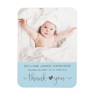 Tack Photo Blue Boy Birth Announcement Magnet
