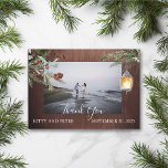 Tack Photo Bröllop Wood Winter-jul Anteckningskort<br><div class="desc">Den här designen kan vara personlig i det område som tillhandahålls genom att ändra fotot och/eller text. Du kan också anpassa den genom att klicka på Anpassa den här mallen och sedan välja klicka för att anpassa ytterligare alternativ och ta bort eller ändra färg i bakgrunden, lägga till text, ändra...</div>