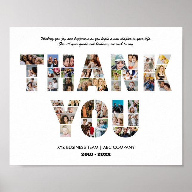 Tack Photo Collage Coworking Farewell är pensioner Poster (Framsidan)