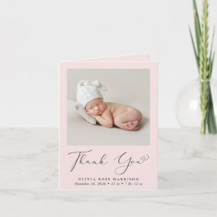 Tack Photo Flicka Rosa Birth Notice Anteckningskort