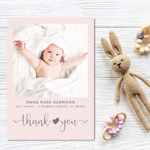 Tack Photo Heart Arrow Rosa Grått Girl Bird Meddelande