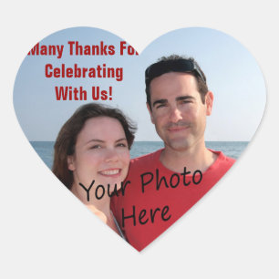 Tack Photo Heart Stickers Hjärtformat Klistermärke