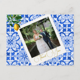 Tack Photo Lemon Blue Tile Elegant Vykort