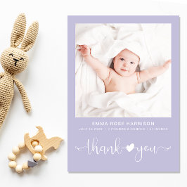 Tack Photo Lila Girl Girl Birth Meddelande