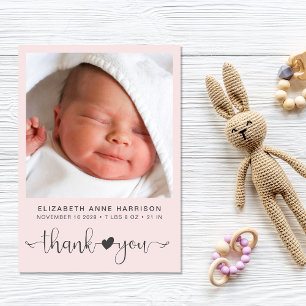 Tack Photo Rosa Birth Meddelande