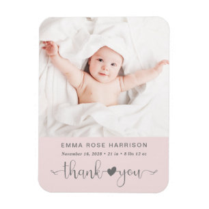 Tack Photo Rosa Girl Birth Notice Magnet