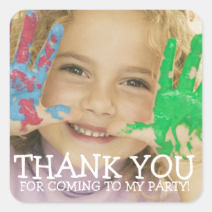 Tack Photo Sticker för barn Party Fyrkantigt Klistermärke