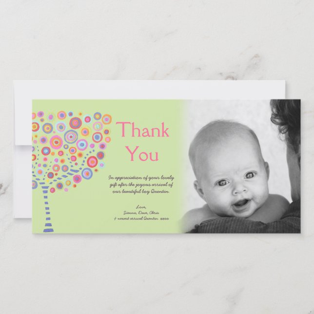 Tack Photocard för nyfödd bebisankomstgåva Kort (Framsida)