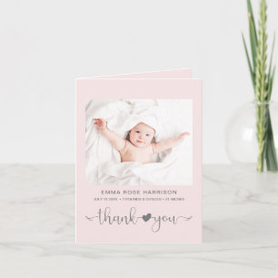 Tack Photos Heart Rosa Girl Birth Meddelande