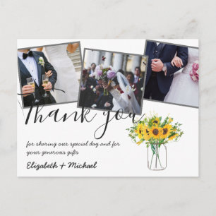 Tack Photos Overlay Text Sunblommor Vykort