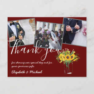 Tack Photos Overlay Text Sunblommor Vykort