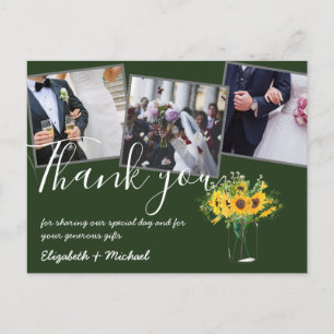 Tack Photos Overlay Text Sunblommor Vykort