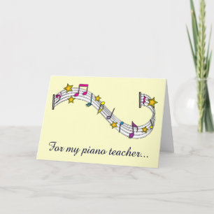 tack Piano Teacher med Notes och Stars Kort