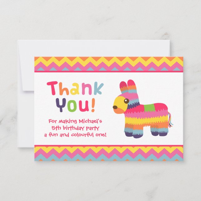 Tack Pinata Mexikansk Fiesta Födelsedagsfest Kort (Framsida)