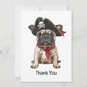 Tack Pirat Fransk Bulldog Skull Korsben Kort