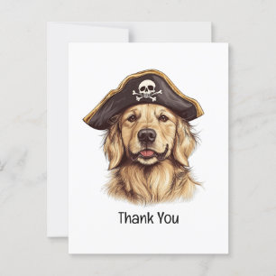 Tack Pirat Golden Retriever Hund Skalle Vykort