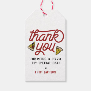 Tack Pizza Party Birthday Tack Märkre Presentetikett