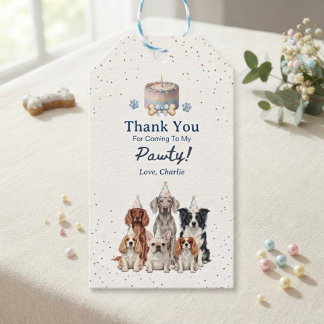 Tack Pojke Hund Pawty Födelsedag Söt Valp Presentetikett