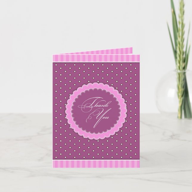 Tack Polka Rosa Lila Card (Framsida)