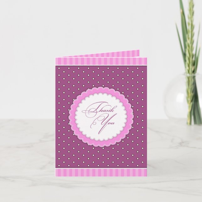 Tack Polka Rosa Lila Card (Framsida)