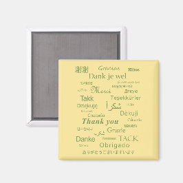 "Tack" Polyglot Typography Grönt Egg White Magnet