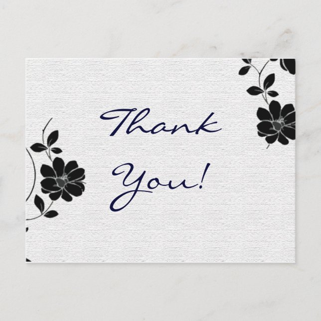 Tack Post Card Black Flowers Vykort (Framsida)