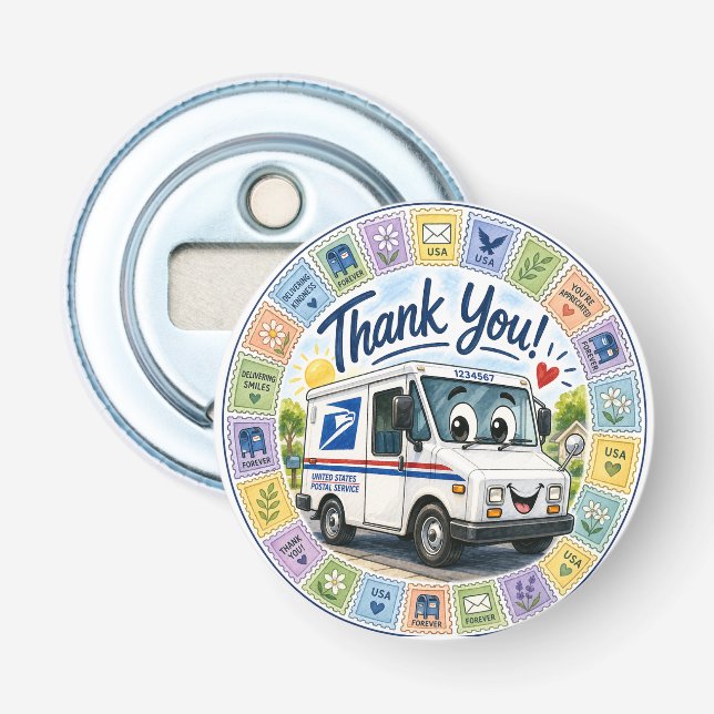 Tack postarbetare  flasköppnare (Framsidan)