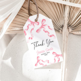 Tack presentetikett med rosa band