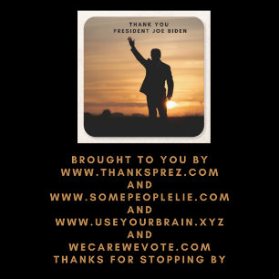 Tack, president Joe Biden Underlägg Papper Kvadrat