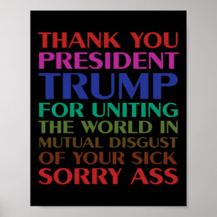 Tack President Trump för att förena världen - Poster