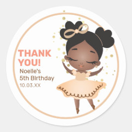 Tack! Princess Ballerina w/Bow Birthday Runt Klistermärke