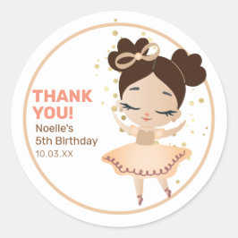 Tack! Princess Ballerina w/Bow Birthday Runt Klistermärke