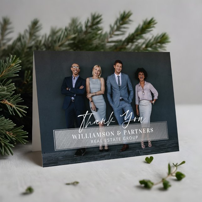 Tack Professionell Company Photo Silver Plaque Kort (Thank You Professional Company Photo Silver Plaque)