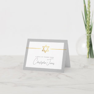 TACK pub mitzvah modern guld-juönskstjärna grått Kort