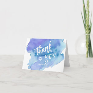 Tack Pub Mitzvah Watercolor Blue Boy Kort