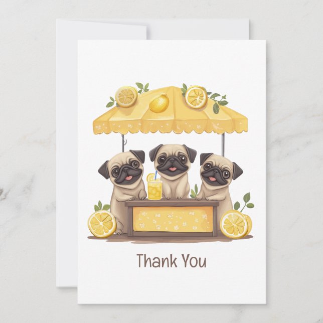 Tack Pug Hundar Lemonade stativ Kort (Framsida)