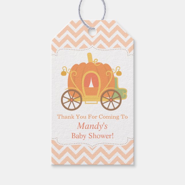 Tack Pumpkin Carriage Baby Shower Gift-Märkre Presentetikett (Framsidan)