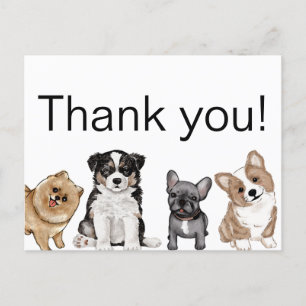 Tack Puppy, Corgi, Fransk Bulldog, Pomeranian Vykort
