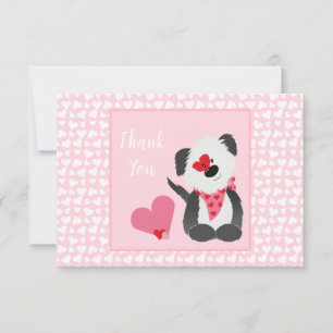 Tack Puppy Heart Mönster Rosa White Kort