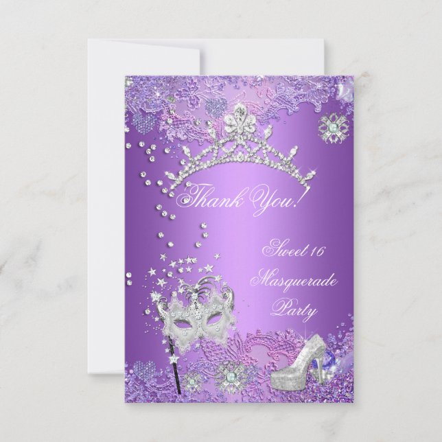 Tack Purple Söt Sexton 16 Maskerad Kort (Framsida)