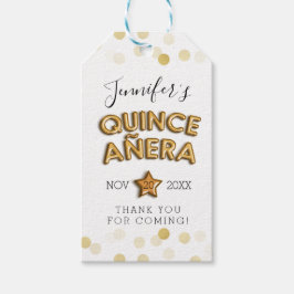 Tack Quinceañera Guld Birthday Balloons Presentetikett
