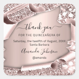 Tack QUINCEAÑERA Sweet 16:e Ro Square Sticker Fyrkantigt Klistermärke
