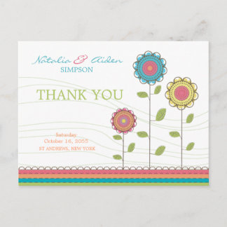 Tack Rainbow Colorful Tall Flowers vykort