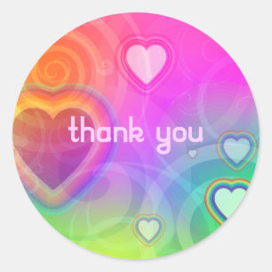 Tack Rainbow Heart Runt Klistermärke